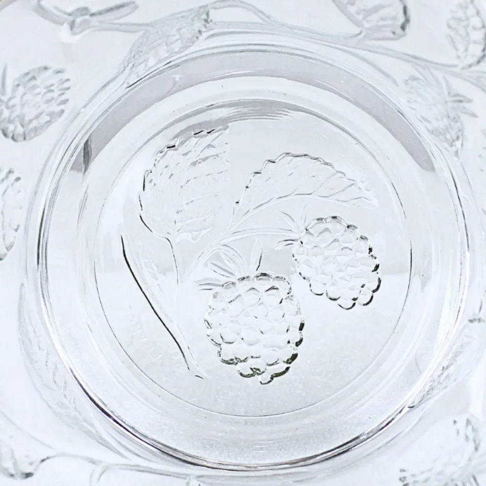 Bowl Wild Berry Clear Glass Gold Rim France Embossed Berry & Vines France 5-inch